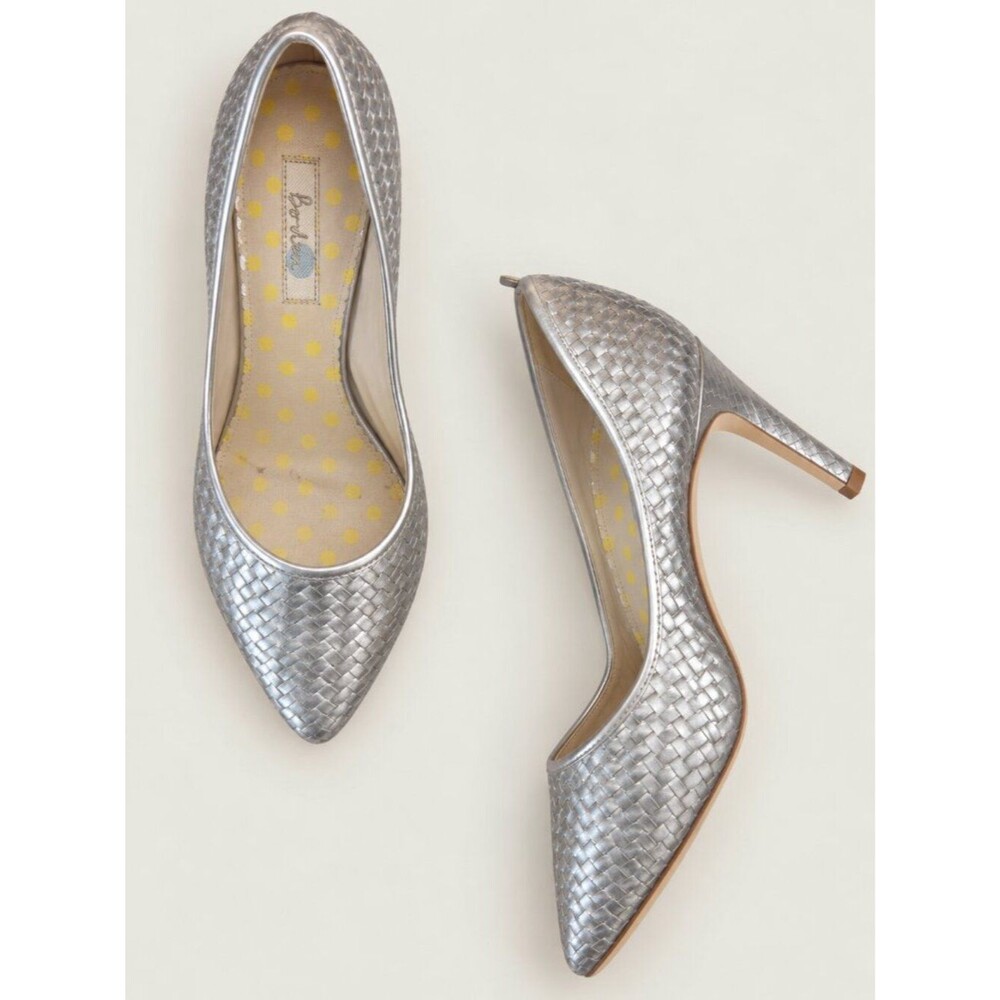 Boden Silver Woven Leather Pointed Toe Pumps Heels Size 40. Price FIRM